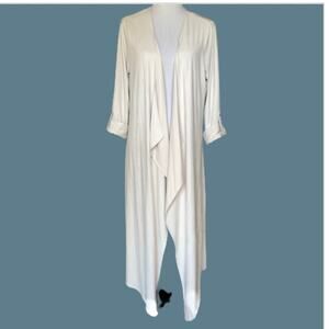 Tahari Faux Leather Waterfall Duster 3/4 Sleeve Sz Medium